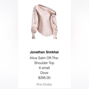 Jonathan Simkhai Alice Satin Off the Shoulder Top